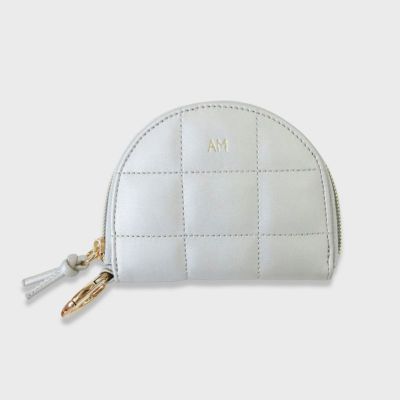 Mサイズ／キルティングショルダーバッグ＋ポーチ／silver ファッションレター Fashion Letter チェーンショルダー