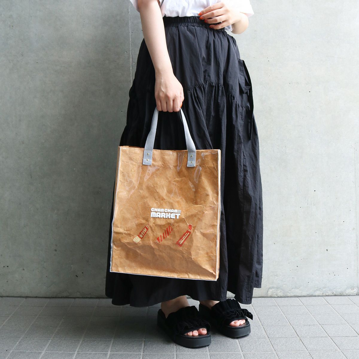 ACCOMMODECHAMCHAM MARKET/クラフトトートバッグ オレンジ | トート 