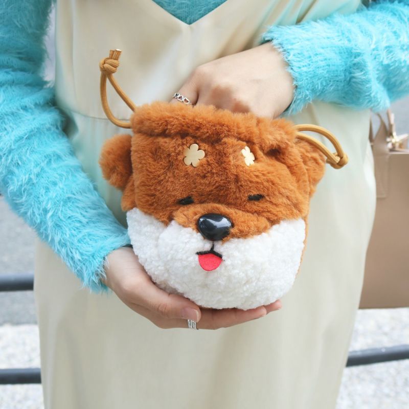 Yourelia様】ハンドメイドオーダー★女の子と犬★巾着&ポーチ&ハンカチ9点 ACCOMMODEドッグファー巾着ポーチ 豆柴 | ポーチ | アコモ