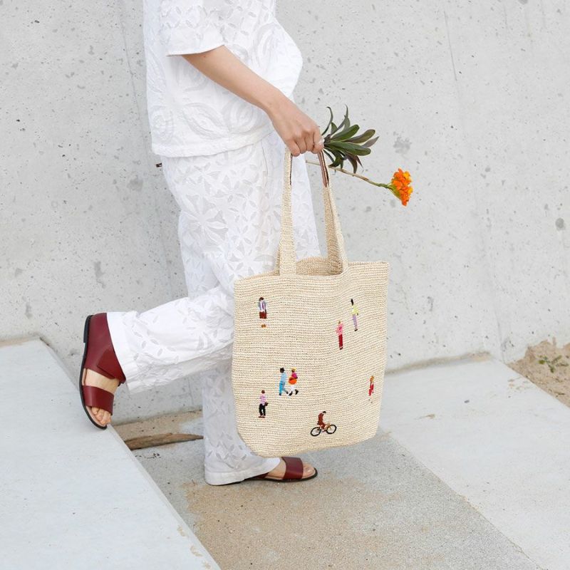 PPPRINTCITY RAFFIA TOTE BAG / ラフィアトートバッグ ライト