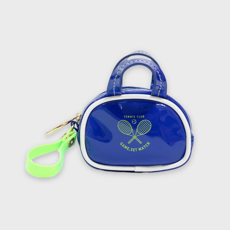 ACCOMMODEエナメルミニボストンポーチチャーム ブルー | キーホルダー